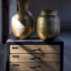 Dutchbone Vases Vase Et Pot En Métal Doré -Vases Soldes vase et pot en metal dore 4