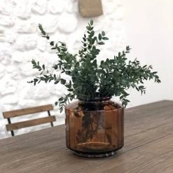 Maison Tilleul Vases Vase Façon Bonbonnière Facetté Marron -Vases Soldes vase facon bonbonniere facette marron 3