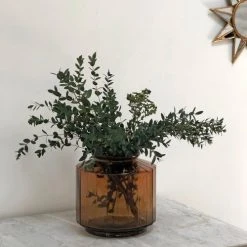 Maison Tilleul Vases Vase Façon Bonbonnière Facetté Marron -Vases Soldes vase facon bonbonniere facette marron 4