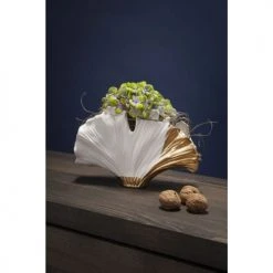 Kare Design Vases Vase Feuille De Ginkgo En Grès Blanc Et Doré H18 -Vases Soldes vase feuille de ginkgo en gres blanc et dore h18 2