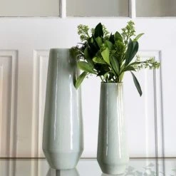Maison Tilleul Vases Vase Fuselé En Céramique - GM Vert -Vases Soldes vase fusele en ceramique gm vert 4