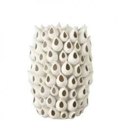 LANADECO Vases Vase Haut Céramique Blanc H44cm