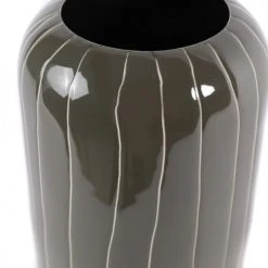 Zago Vases Vase Moderne Design Métal émaillé Gris Foncé Rayé Beige H 26 Cm -Vases Soldes vase moderne design metal emaille gris fonce raye beige h 26 cm 2
