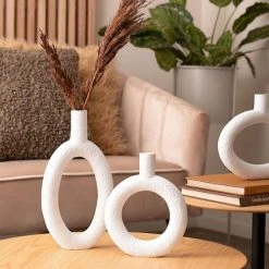 Present Time Vases Vase Oval High Résine Blanc -Vases Soldes vase oval high resine blanc 3