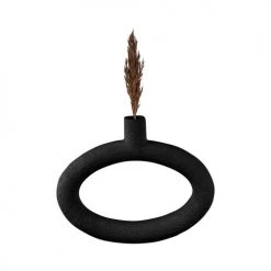 Present Time Vases Vase Oval Wide Résine Noir -Vases Soldes vase oval wide resine noir 1