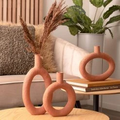 Present Time Vases Vase Ring Rond Résine Terracotta -Vases Soldes vase ring rond resine terracotta 4