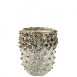 LANADECO Vases Vase Rond En Céramique Gris/bleu H19cm