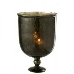 LANADECO Vases Vase Sur Pied Rond Verre Vert H45cm -Vases Soldes vase sur pied rond verre vert h45cm 2