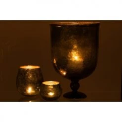 LANADECO Vases Vase Sur Pied Rond Verre Vert H45cm -Vases Soldes vase sur pied rond verre vert h45cm 5