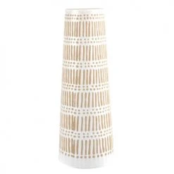 Maisons Du Monde Vases Vase Trapèze En Grès Blanc Et Beige H31