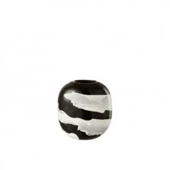 LANADECO Vases Vase Verre Blanc/noir H21cm
