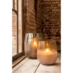 LANADECO Vases Vase Verre Rose/ocre H32cm -Vases Soldes vase verre rose ocre h32cm 1