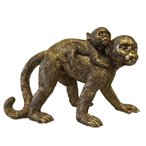 Vases Soldes 26 Vases Soldes -Vases Soldes statuette de decoration or maman singe et bebe 1