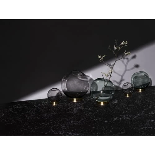 Vases Soldes -Vases Soldes vase globe verre et laiton large d21cm 6